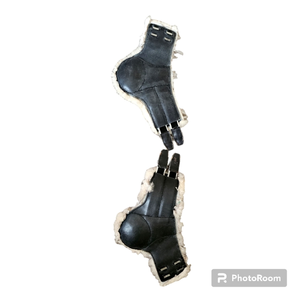 Sheepskin Lined Black Leather Fetlock Boots